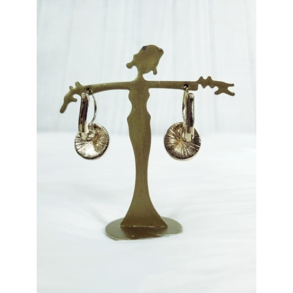 Pave Disc Drop Earrings - Picture 3 of 4